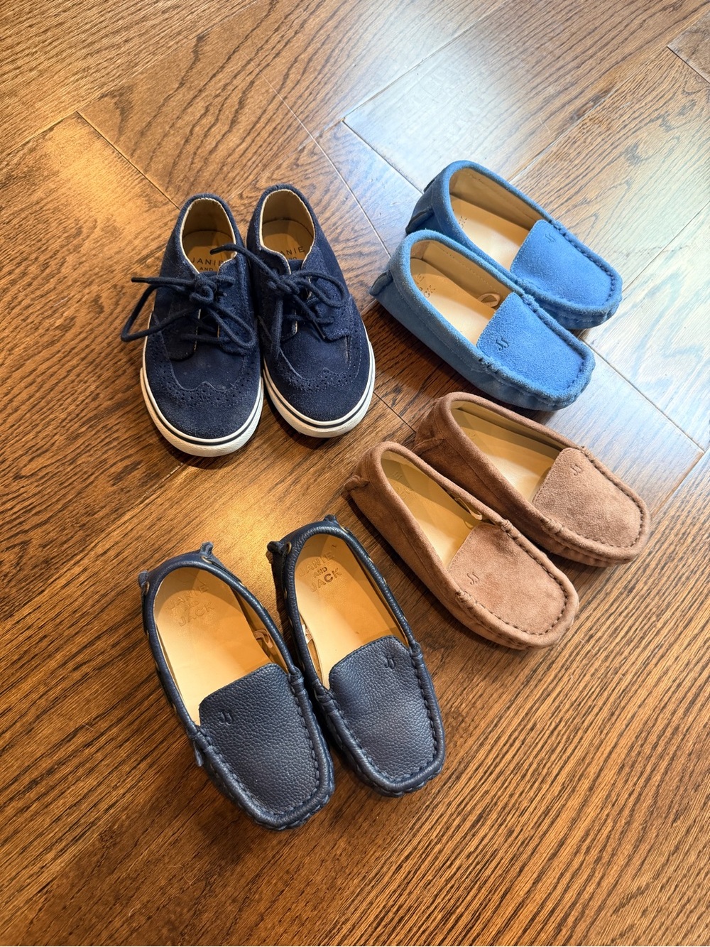 Janie and Jack Boys Navy and Brown Moccasin Shoe Set